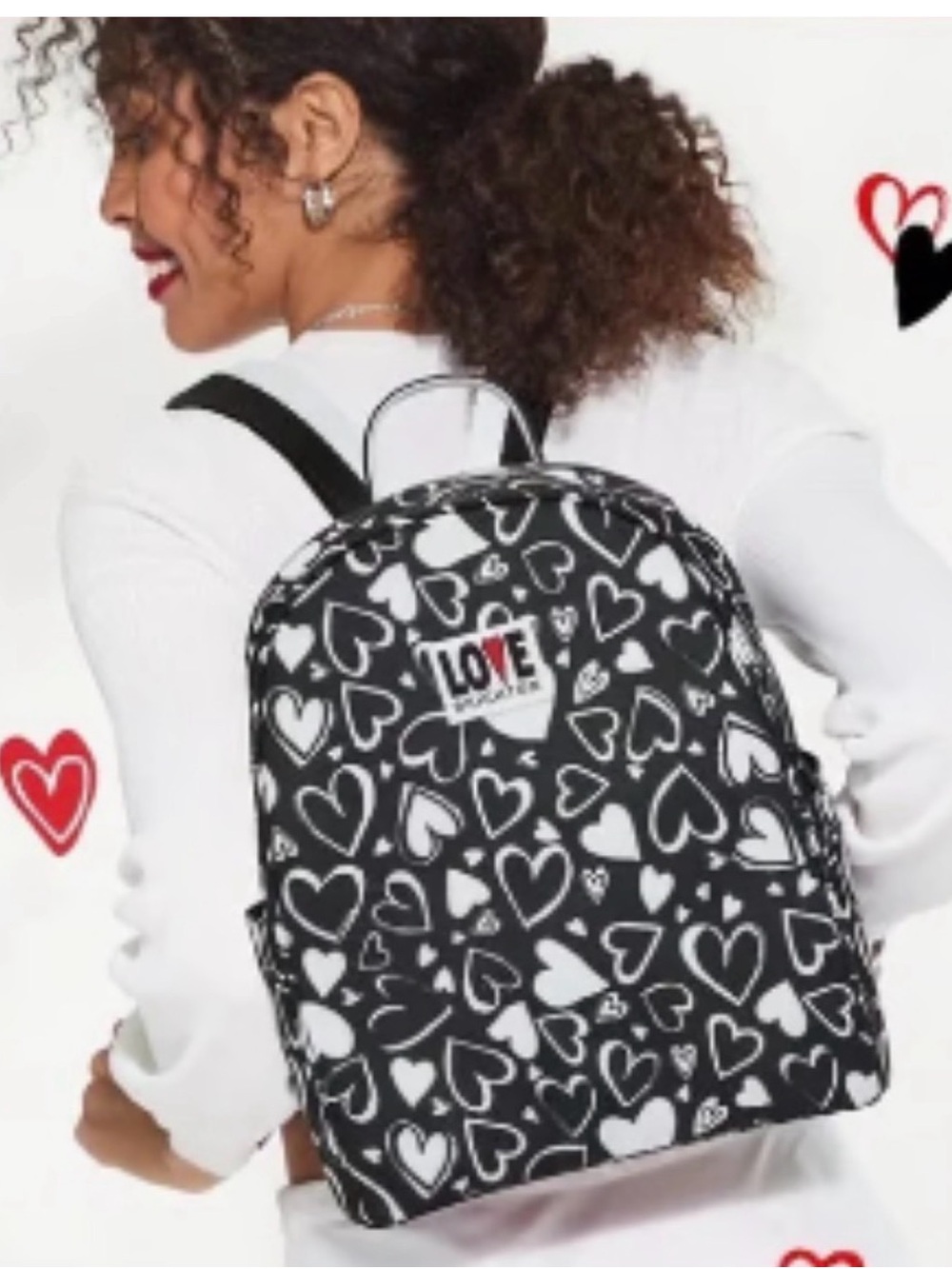 Brighton Endless Love - Black & White Heart Print Backpack NWT